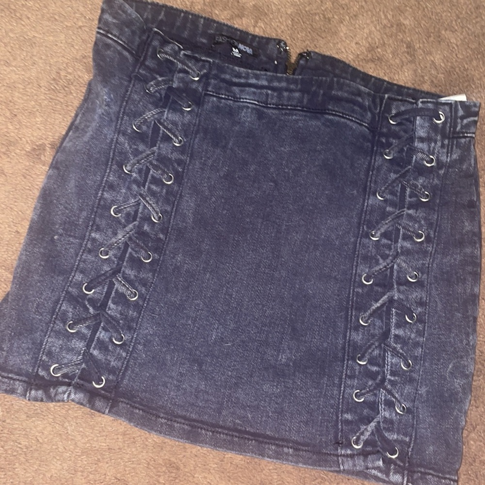 Black Denim Mini Skirt - Picture 2 of 2